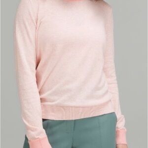 Lululemon Athletica Silk Blend  Crewneck Sweater Heathered Dew Pink 12